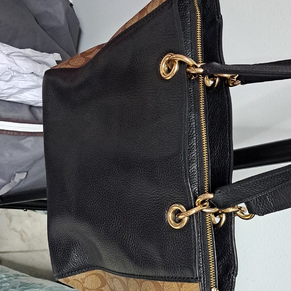 Coach Signature Black and Brown Tote - Picture 6 of 7